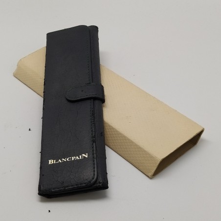 Astuccio per orologi Blancpain nero con fodero vellutato blu e scatola, difetti