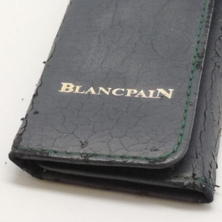 Astuccio per orologi Blancpain nero con fodero vellutato blu e scatola, difetti