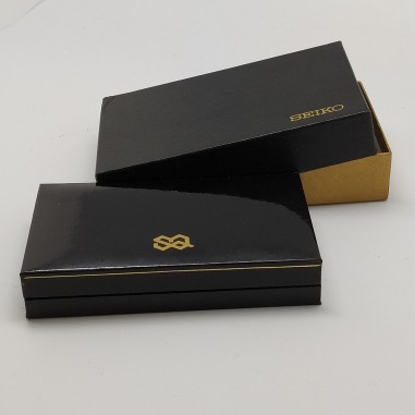 Cofanetto per orologio Seiko Quartz E-BM42 nero lucido e oro 14,5x9x2,5 cm