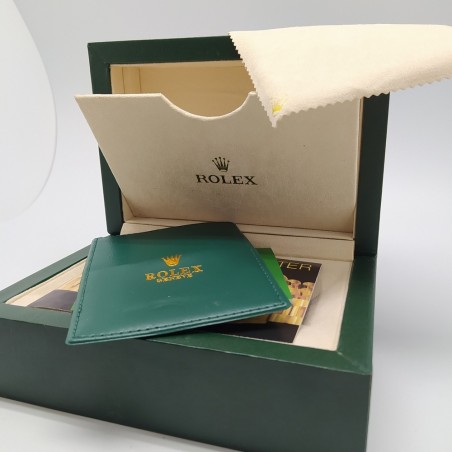 Cofanetto per orologio Rolex 18x13x8 cm con documenti. Macchie