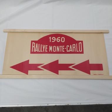 Manifesto Rally di Montecarlo 1964 originale ritelato. Fori di sospensione