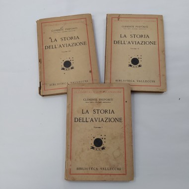 Libro La storia dell’aviazione, Prepositi 1931 in 3 volumi. Ingiallimenti