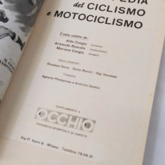 Libro Enciclopedia del ciclismo e motociclismo 1956, supp. Occhio. Ingiallimenti 2