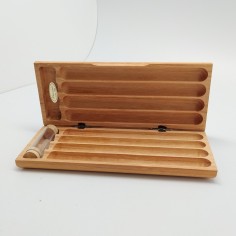 Cofanetto portasigari in legno 20x8,5x2,5 cm con fiala con sali. Inusato 2