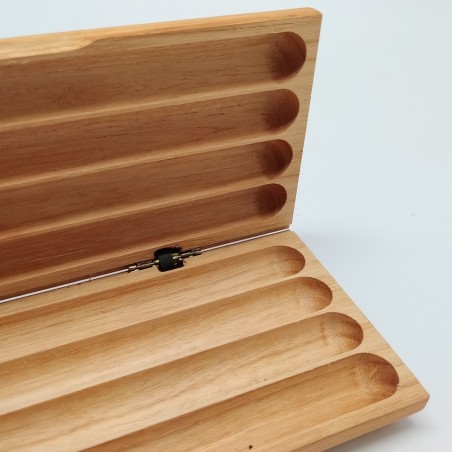 Cofanetto portasigari in legno 20x8,5x2,5 cm con fiala con sali. Inusato