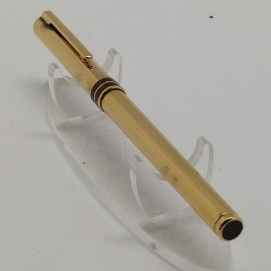 Penna stilo Aurora Marco Polo argento dorato 925 made in Italy, micro righe