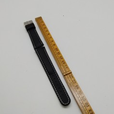 Cinturino orologio Hamilton pelle nera impuntura chiara 18 cm. Buono 2