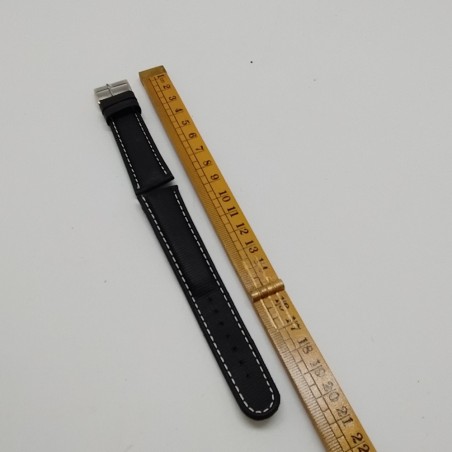 Cinturino orologio Hamilton pelle nera impuntura chiara 18 cm. Buono