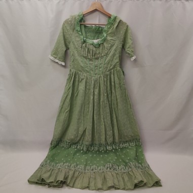 Abito donna in cotone verde stile leggero e floreale tg S/M