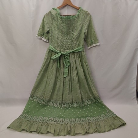 Abito donna in cotone verde stile leggero e floreale tg S/M