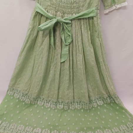 Abito donna in cotone verde stile leggero e floreale tg S/M