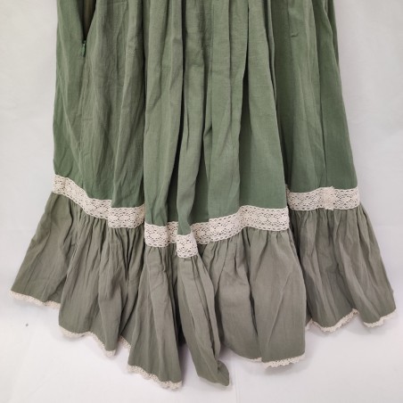 Abito donna stile tradizionale con camicetta bianca e grembiule verde tg S/M