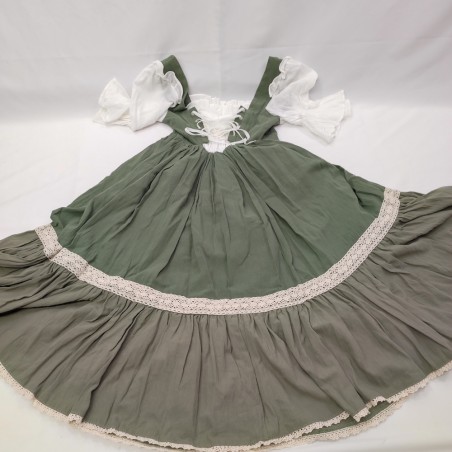Abito donna stile tradizionale con camicetta bianca e grembiule verde tg S/M