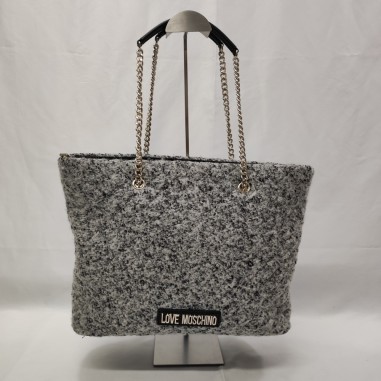 Borsa donna Love Moschino in tessuto grosso colore grigio pari nuovo