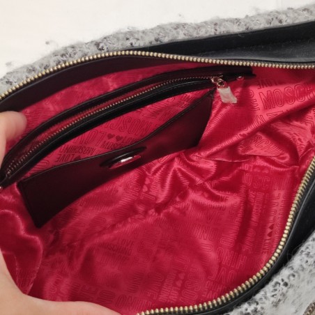 Borsa donna Love Moschino in tessuto grosso colore grigio pari nuovo