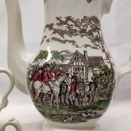 Servizio in ceramica inglese 6 tazzine, piattini, teiera zuccheriera e lattiera