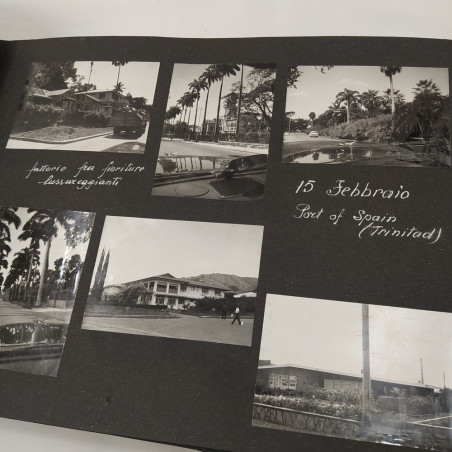 Album di 300 foto e cartoline dei Caraibi 1961 con racconti di viaggio. Buono