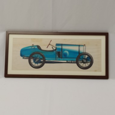 Disegno incorniciato auto Bugatti Brescia 1921. Segni di scotch