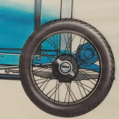 Disegno incorniciato auto Bugatti Brescia 1921. Segni di scotch 2