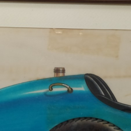 Disegno incorniciato auto Bugatti Brescia 1921. Segni di scotch