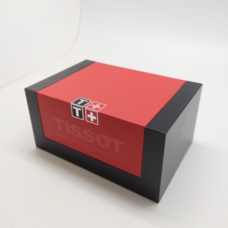 Cofanetto per orologio Tissot rosso e nero 17x11x8 cm con documenti. Ottimo