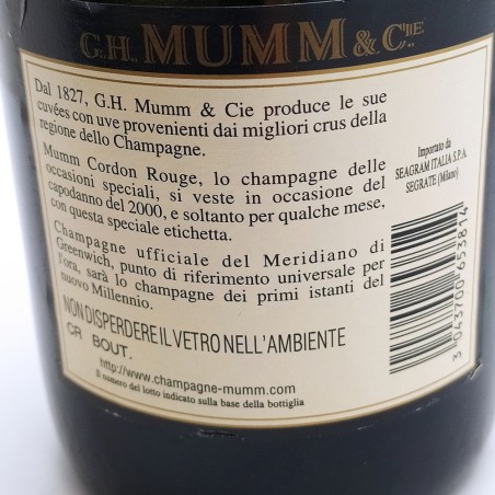 Champagne Brut Cordon Rouge 2000 G.H. Mumm&C.ie., Reims. Intatta