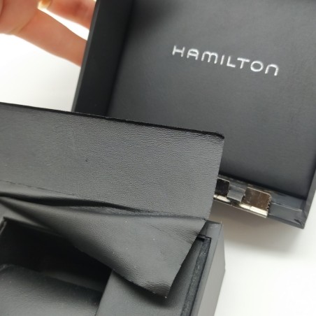 Cofanetto orologio Hamilton con documenti e garanzia. Struttura compromessa