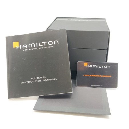Cofanetto orologio Hamilton con documenti e garanzia. Struttura compromessa