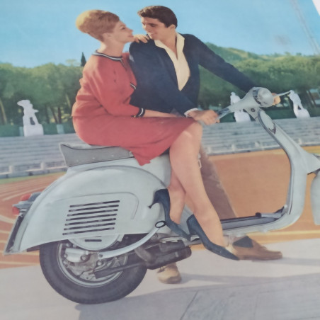 Manifesto originale telato Vespa GS 1960 attore Ted Windsor 73,5x102 cm. Buono