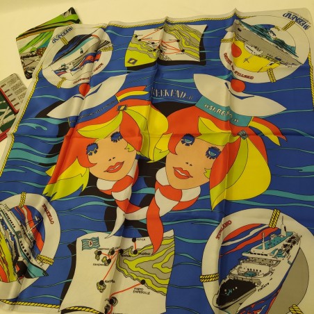 Lotto di 6 foulard in seta di eventi sportivi periodo anni 70 Ottimo
