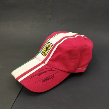 Cappellino Ferrari con autografo di Barrichello taglia unica. Aloni