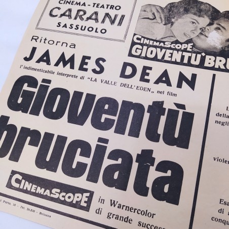 Locandina Gioventù bruciata James Dean cinema Sassuolo 24,5x23 cm