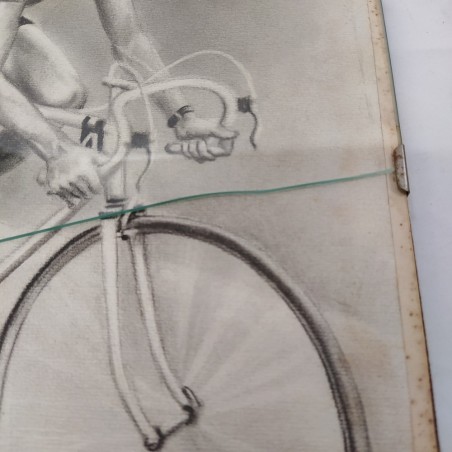 Disegno a matita o carboncino Coppi con dedica e autografo. Buono