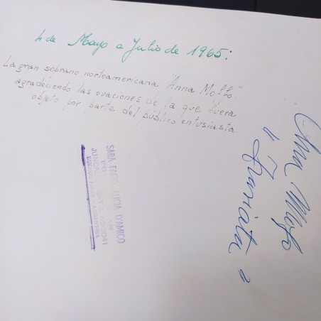 Lotto di 2 foto con autografo della soprano Anna Moffo, anni '60 in buono stato