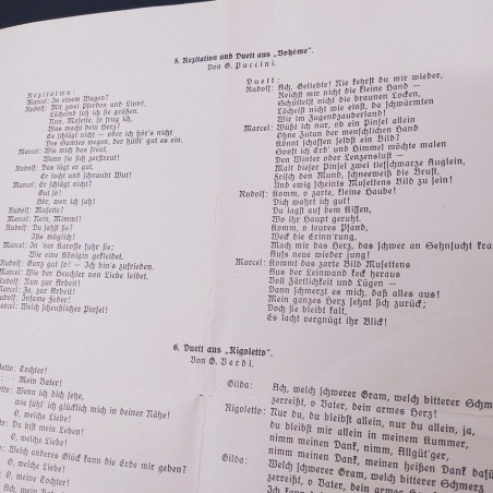Programma musicale di arie d'opera italiane in tedesco anni '30. Pieghe