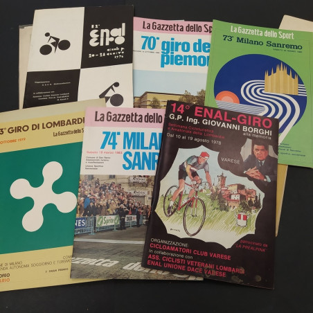 Lotto di 46 programmi di gare ciclistiche anni dal 1938 agli anni '80. Buono