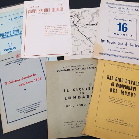 Lotto di 46 programmi di gare ciclistiche anni dal 1938 agli anni '80. Buono