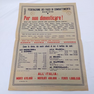 Manifesto Fasci di combattimento di Mantova 1936. Ingrigimento