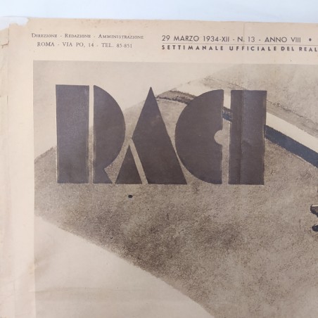 Rivista Raci 1934 Coppa d'Oro del Duce, speciale Mille Miglia. Ingiallimenti
