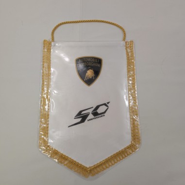 Gagliardetto Lamborghini bianco per il 50° anniversario 20x30 cm