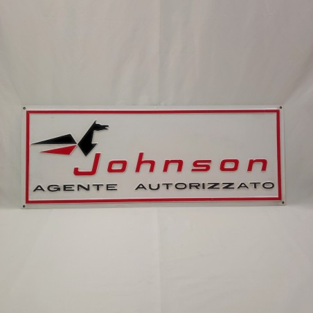Cartello pubblicitario in plastica motori Johnson 89x34 cm anni '70