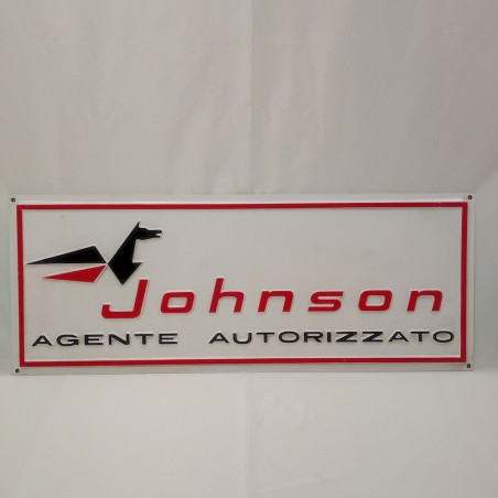 Cartello pubblicitario in plastica motori Johnson 89x34 cm anni '70
