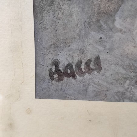 Quadro tempera su cartoncino gara automobilistica anni 30 - Bacci