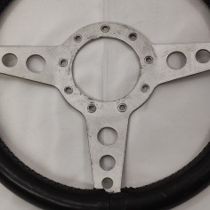 Volante sportivo auto a 3 raggi in metallo spazzolato senza marca d. 33 cm usato 2