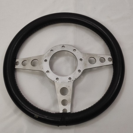 Volante sportivo auto a 3 raggi in metallo spazzolato senza marca d. 33 cm usato