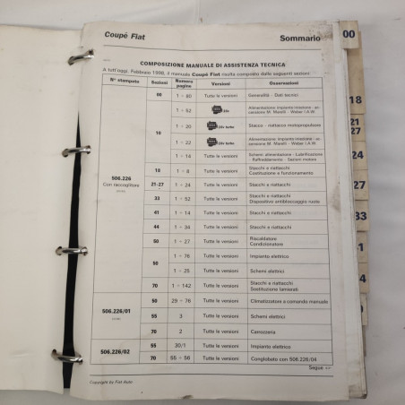 Manuale assistenza tecnica Coupè Fiat stampato 506.226/04 - macchie diffuse