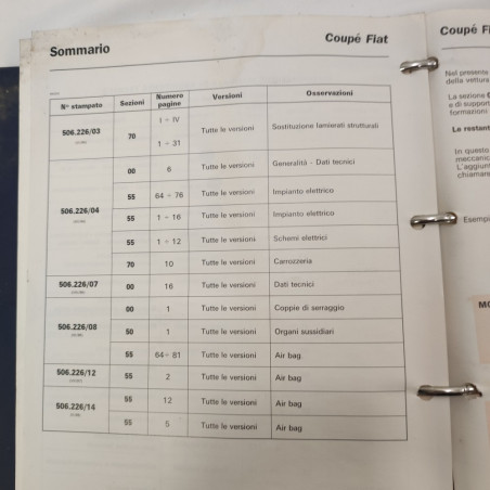 Manuale assistenza tecnica Coupè Fiat stampato 506.226/04 - macchie diffuse