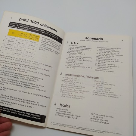 Libretto uso manutenzione Citroen BX, BX 14 &16, BX 19 GT 1985