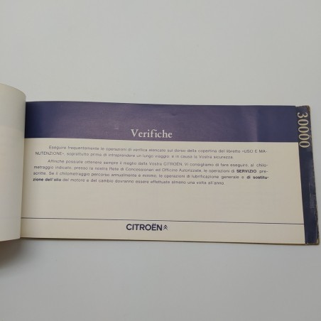 Libretto Garanzia e manutenzione Citroen CX Diesel