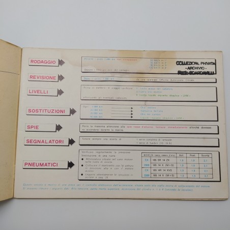 Libretto uso manutenzione Citroen CX 2200 (MA-MC), CX 2000 (MA-MB) 1975. Pieghe